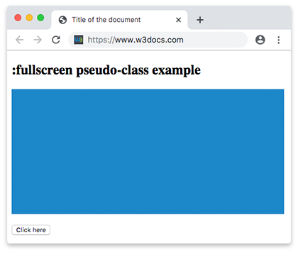 Example of CSS :fullscreen Pseudo Class