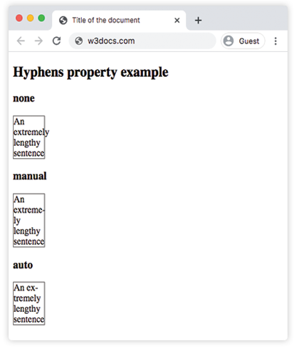 CSS hyphens Property