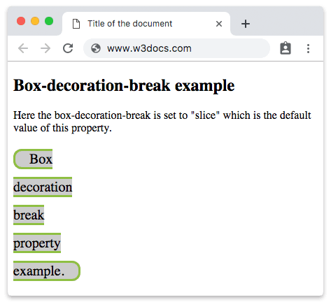 CSS box-decoration-break Property with slice value
