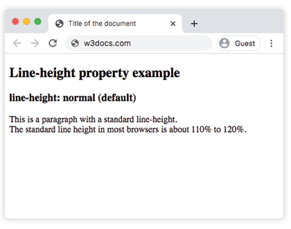 Paragraph rendered with the default normal line-height in a browser