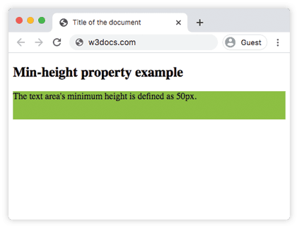 CSS min-height property example output
