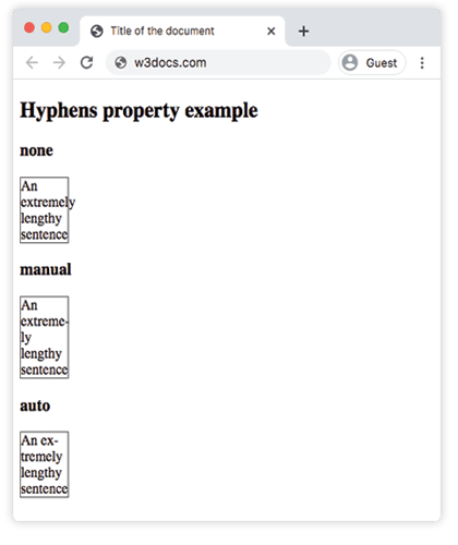 CSS hyphens Property