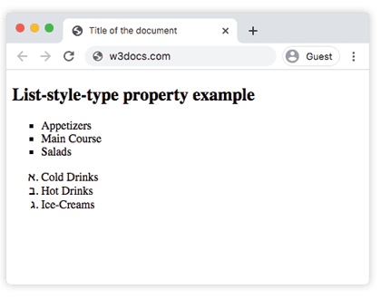 CSS list-style-type Property | W3docs