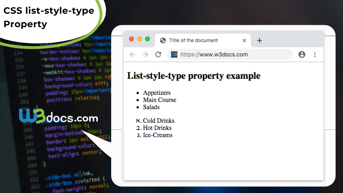 Thuộc tính list-style-type CSS đóng một vai trò quan trọng trong việc định dạng và hiển thị danh sách trên trang web của bạn. Nếu bạn đang muốn tìm hiểu thêm về thuộc tính này, hãy xem danh sách màu nền trong html. Bạn sẽ tìm thấy nhiều thông tin hữu ích và cách áp dụng chúng để tạo ra những danh sách độc đáo và thu hút được sự chú ý của người xem.