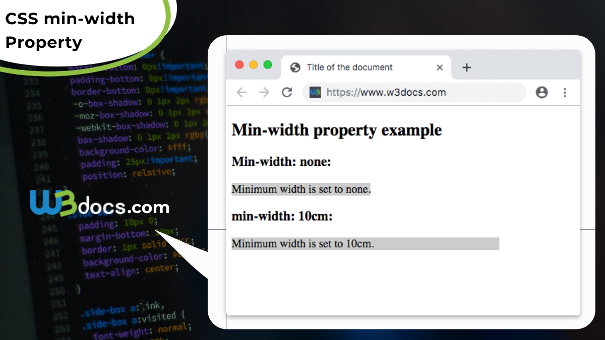 html css table min width