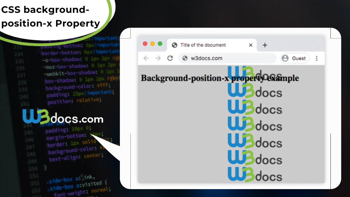 CSS background-position-x Property - Usage, Syntax, Examples