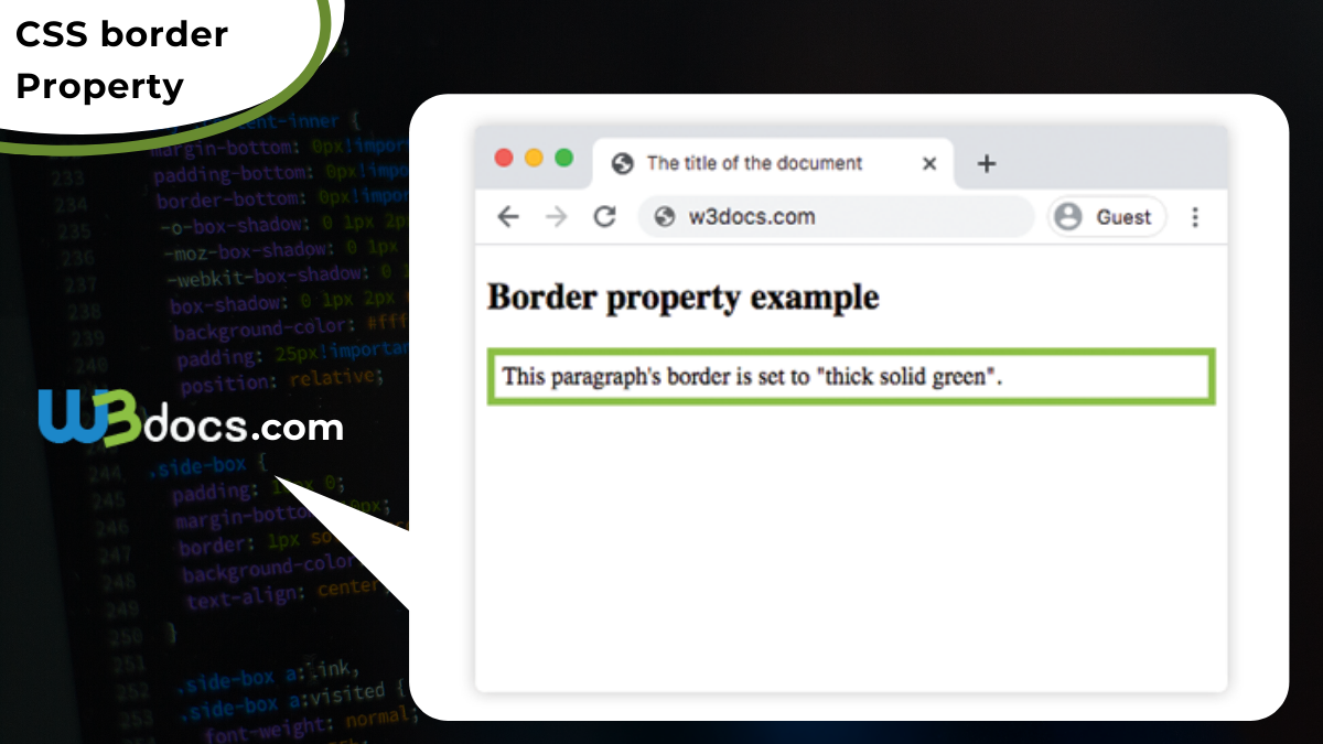 CSS Border shorthand Property with syntax, values and examples