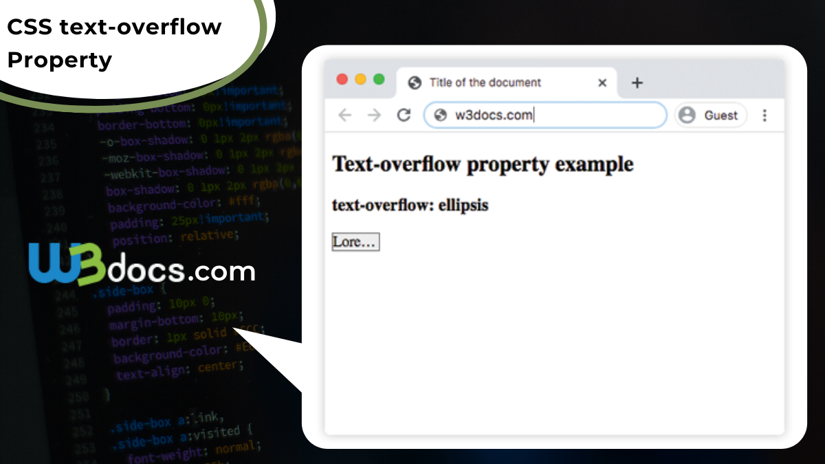 CSS text-overflow Property - Syntax, Values, Examples