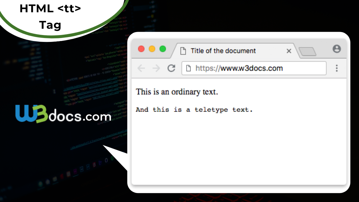 How to use tt tag in HTML?