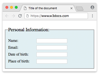 fieldset example