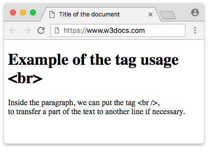 HTML <br> Tag