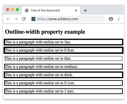 CSS outline-width property