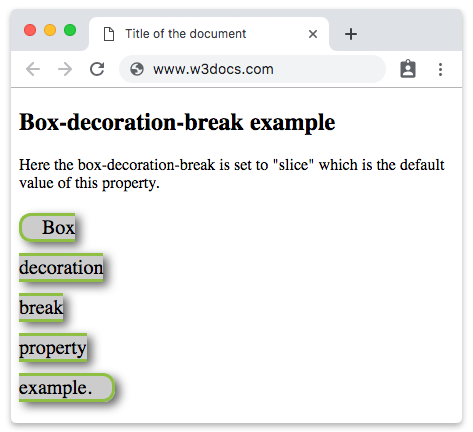 CSS box-decoration-break Property with slice value and shadow