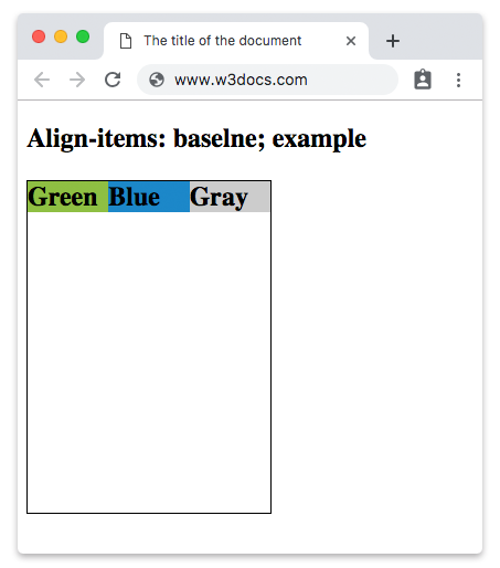 CSS align-items Property with the baseline value