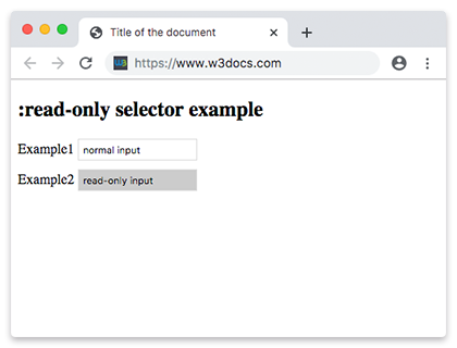 Read only  selector example