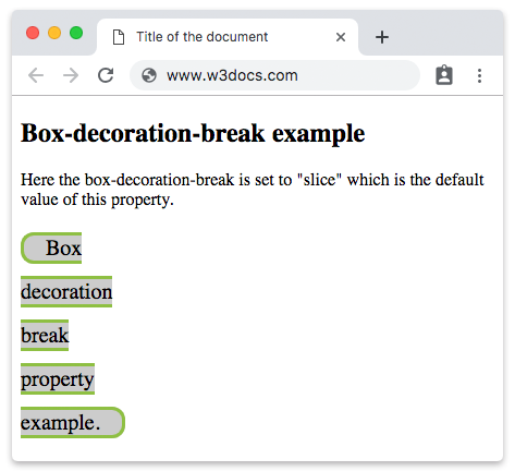 CSS box-decoration-break Property with slice value