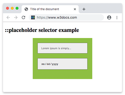 ::placeholder pseudo-class 