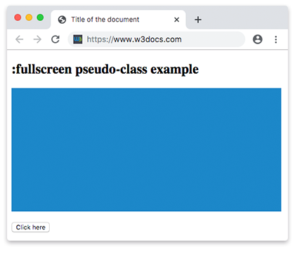 Example of CSS :fullscreen Pseudo Class