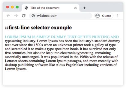 CSS ::first-line property