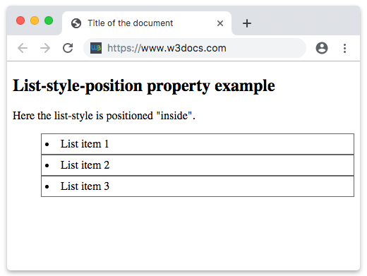 CSS list-style-position Property
