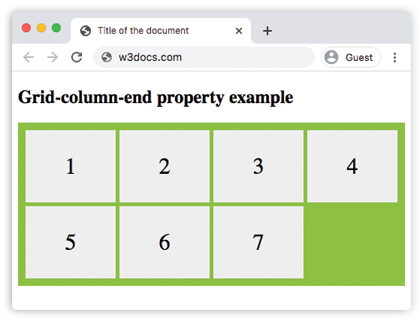 CSS grid-column-end Property