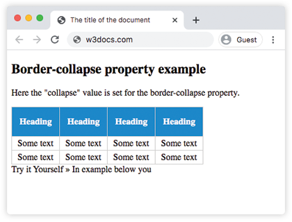 border style collapse in html table