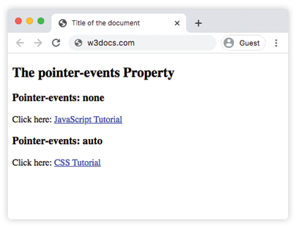 CSS pointer-events none value