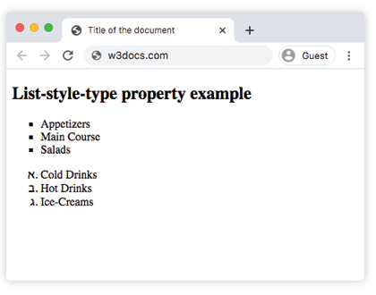 CSS list-style-type Property