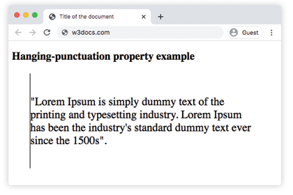 CSS hanging-punctuation Property