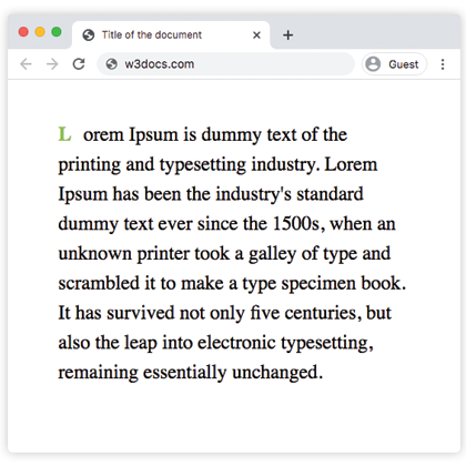 CSS initial-letter 