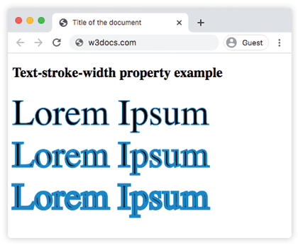 CSS text-stroke-width values list